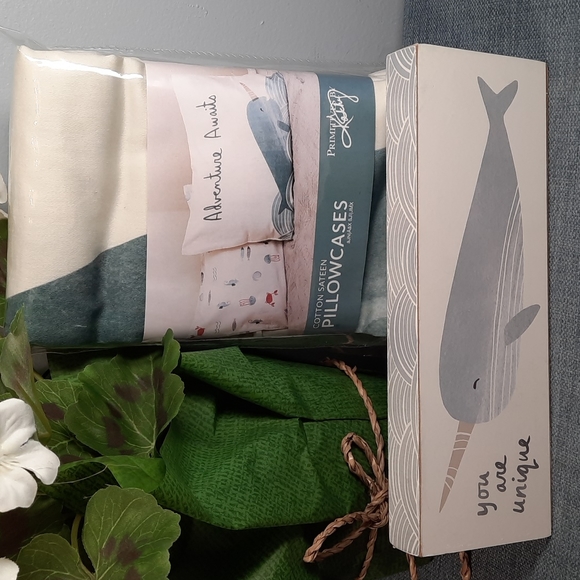 Narwhal Sign & Pillow Case Set Wall Art Shelf Sitter 2- Cotton Pillow Case Home - Picture 1 of 7
